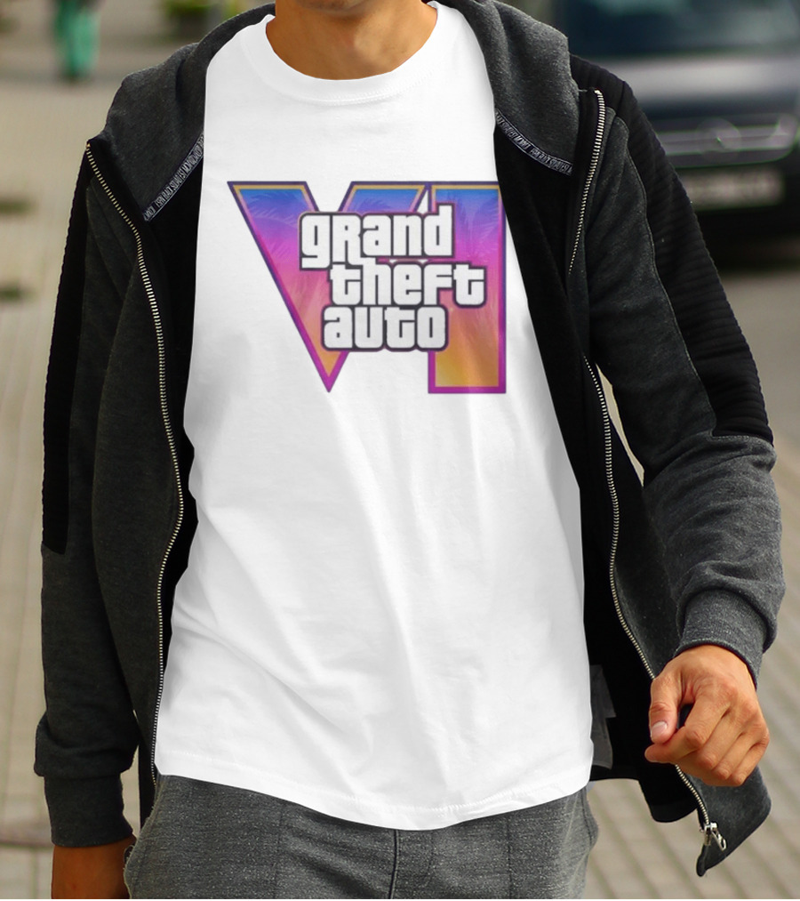 Grand Theft Auto VI 2025 GTA 6 VI Logo With Sunset Palm T-Shirt