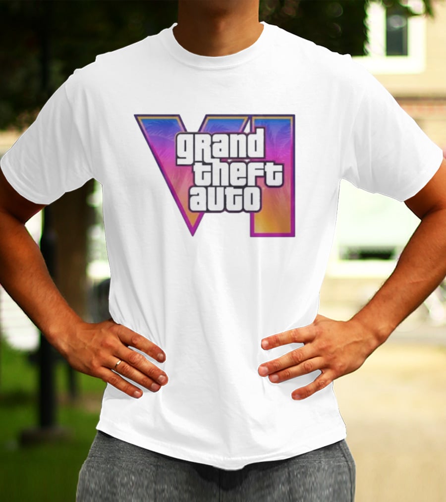 Grand Theft Auto VI 2025 GTA 6 VI Logo With Sunset Palm T-Shirt