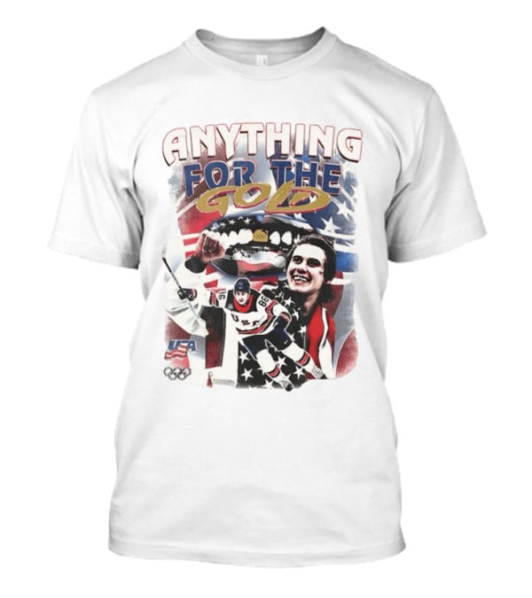 Anything For The Gold Usa Hockey American Flag Jack Hughes T-Shirt