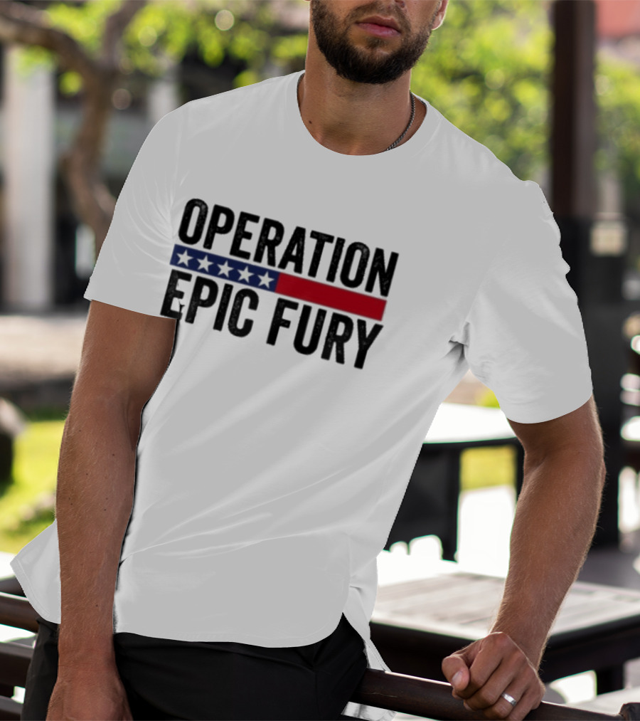 Operation Epic Fury US Iran Five Star Patriot Banner T-Shirt