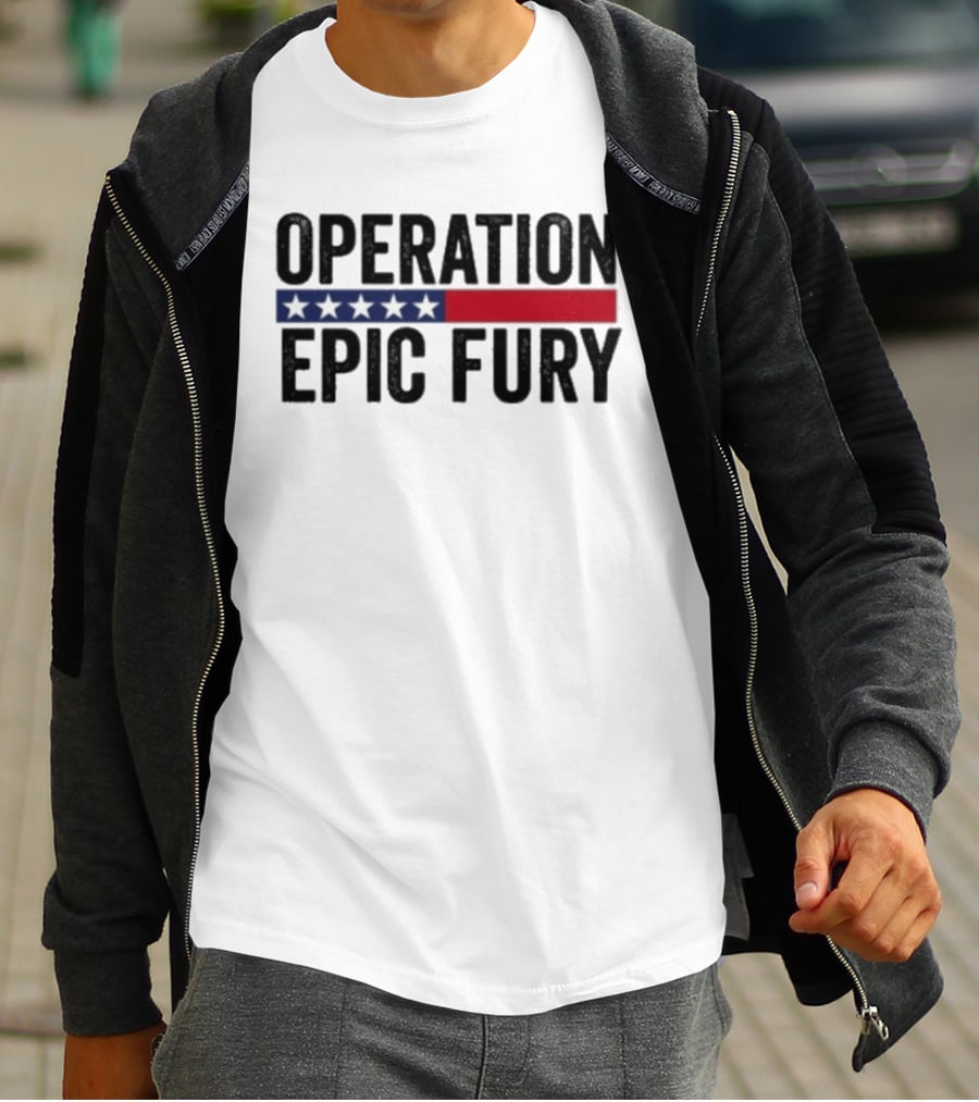 Operation Epic Fury US Iran Five Star Patriot Banner T-Shirt