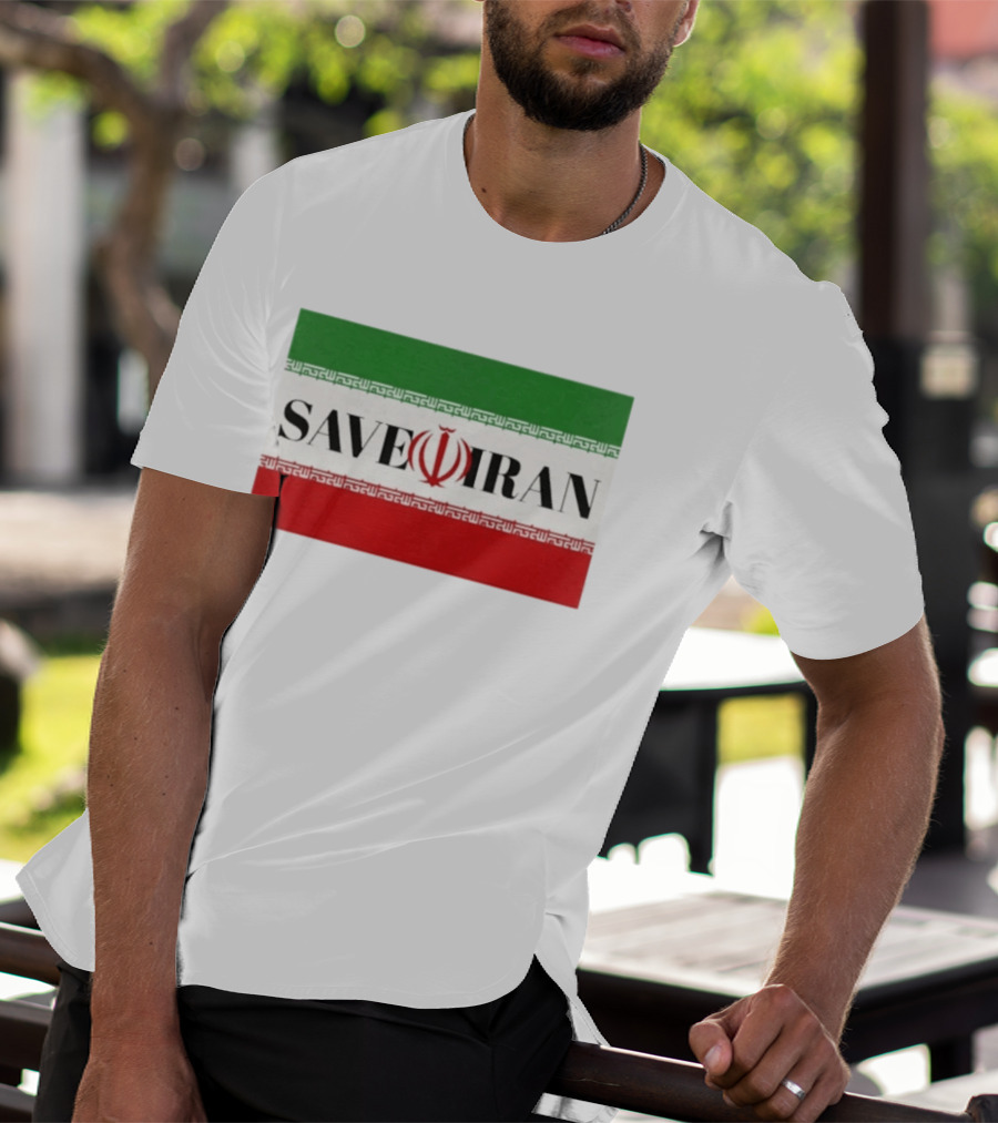 Save Iran National Symbol Emblem Green White Red T-Shirt
