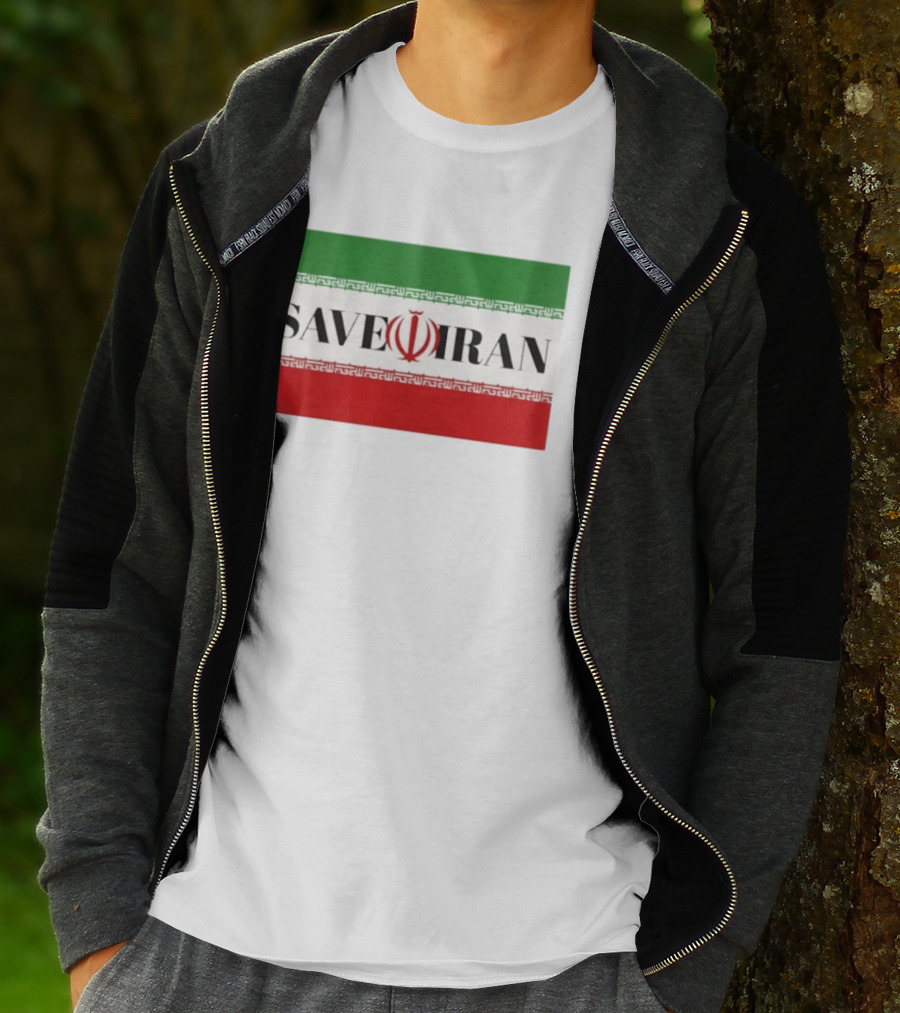 Save Iran National Symbol Emblem Green White Red T-Shirt