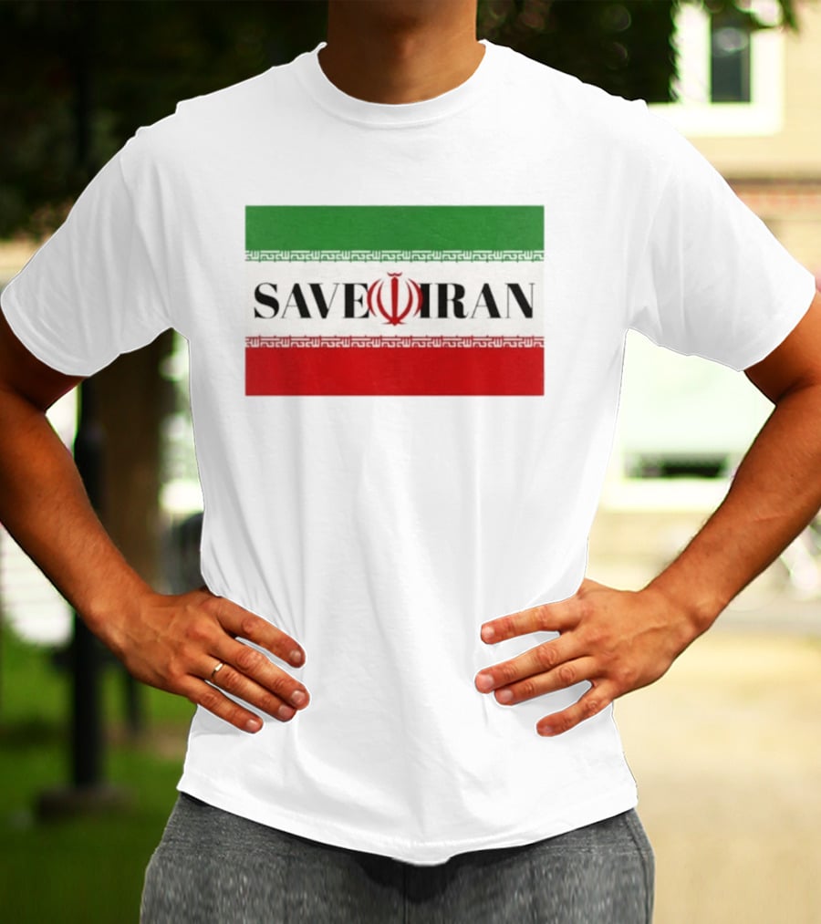 Save Iran National Symbol Emblem Green White Red T-Shirt