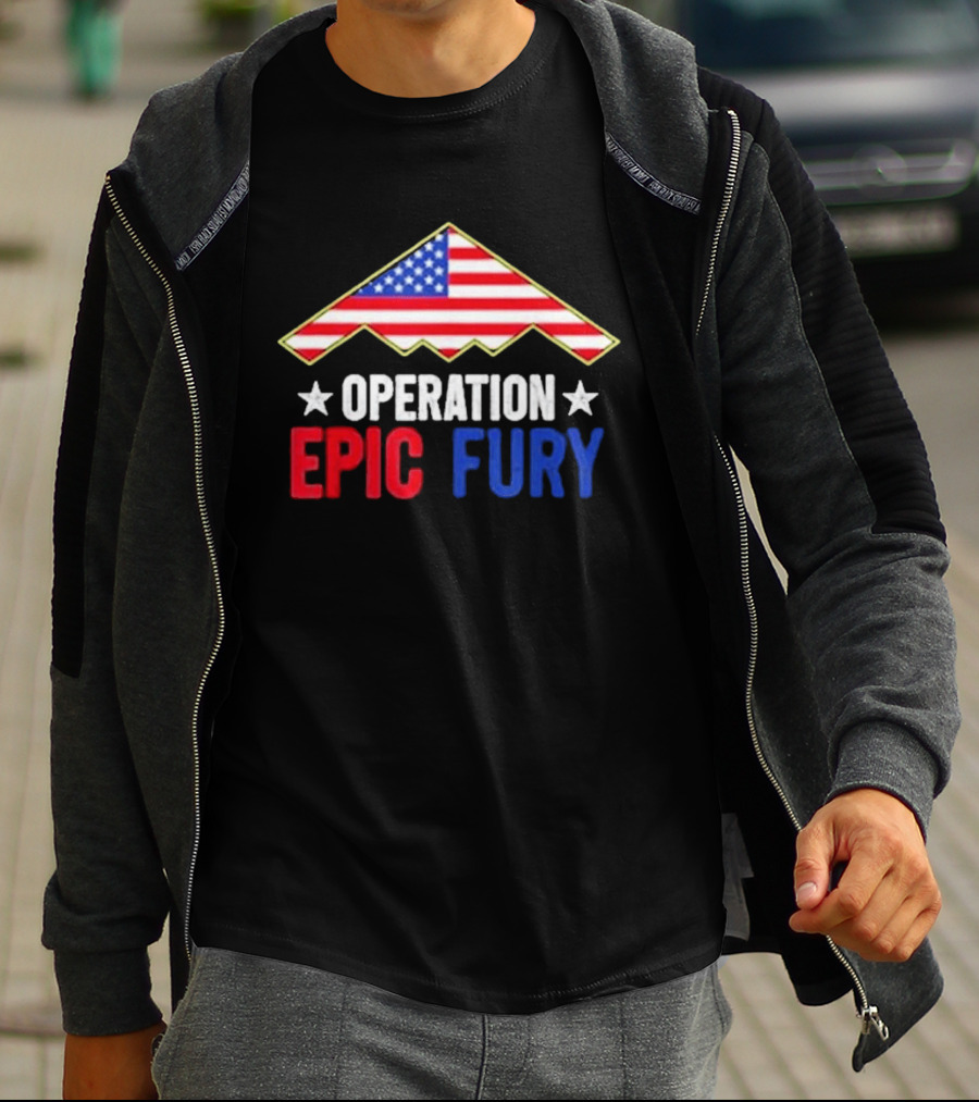 Operation Epic Fury 2026 American Flag Motif T-Shirt