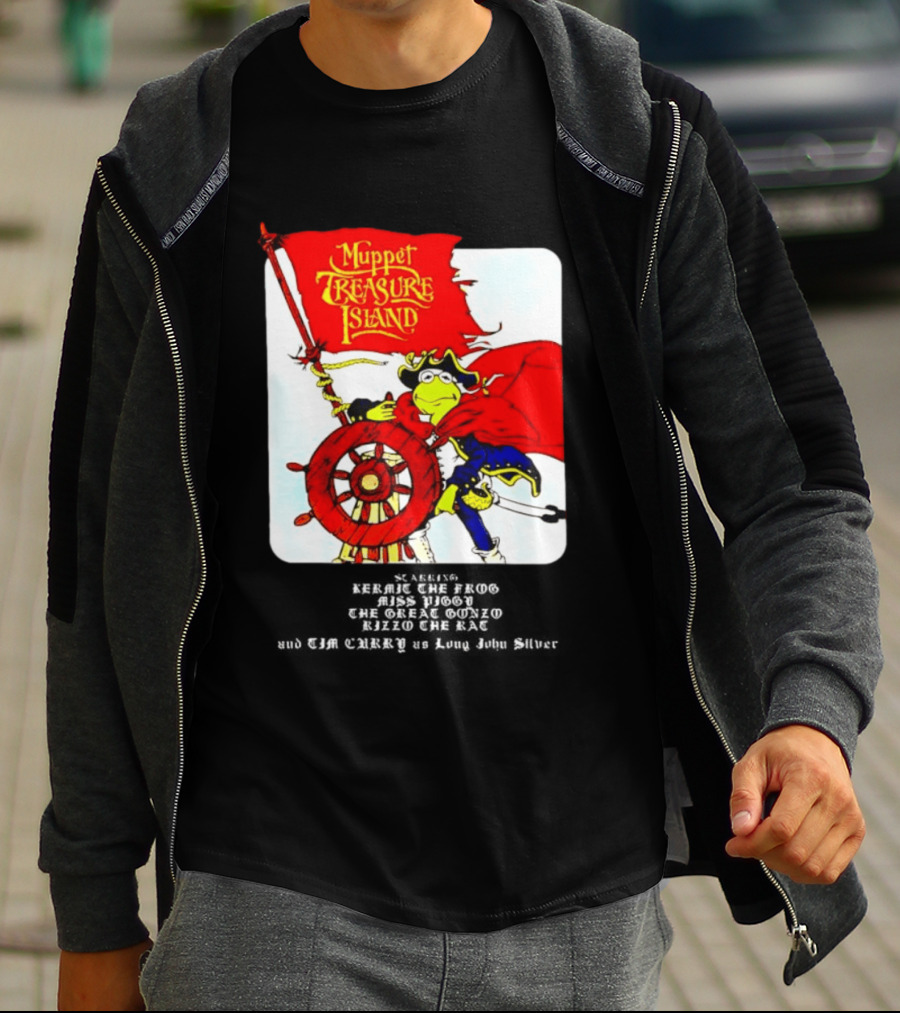 Kermit The Frog Muppet Treasure Island 1996 Steering Pirate Ship T-Shirt