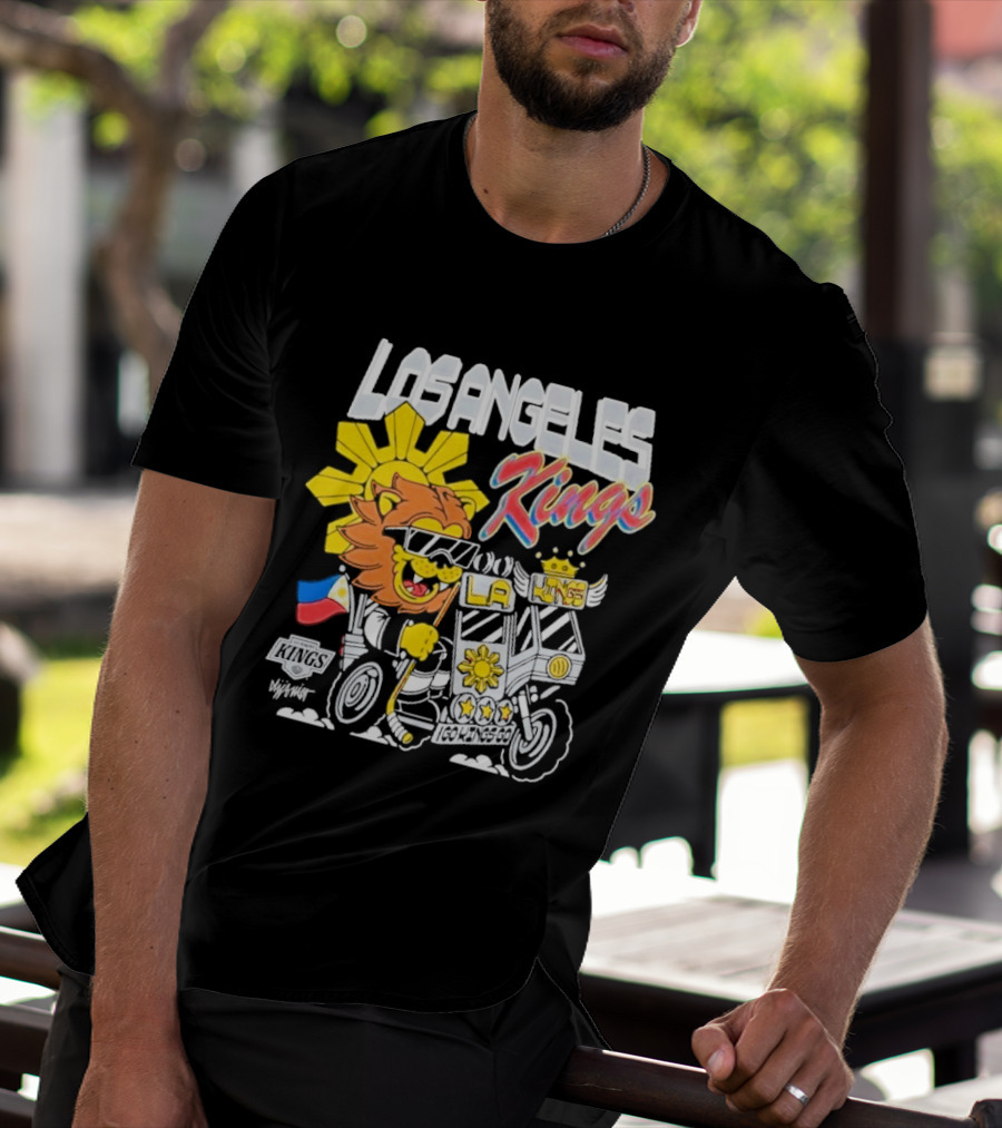 Los Angeles Kings Filipino Heritage Night LA Kings Sun Lion Flag Motorcycle T-Shirt