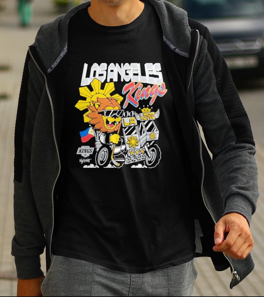 Los Angeles Kings Filipino Heritage Night LA Kings Sun Lion Flag Motorcycle T-Shirt