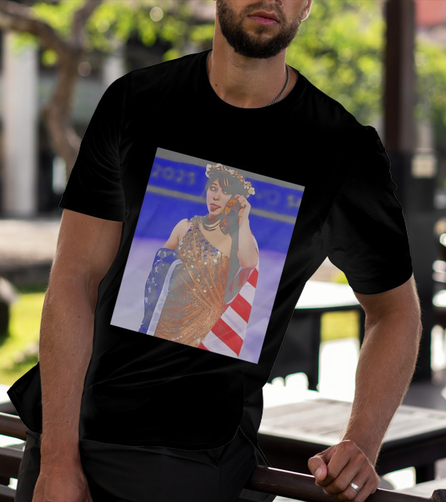 Alysa Liu Gold Medal USA Team Celebration With American Flag T-Shirt