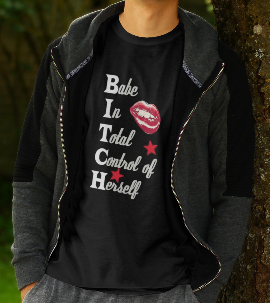 Babe In Total Control Of Herself Lips Red Stars T-Shirt