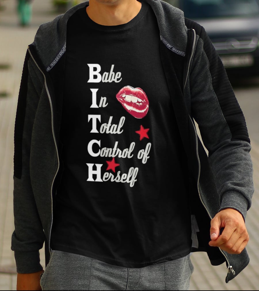 Babe In Total Control Of Herself Lips Red Stars T-Shirt
