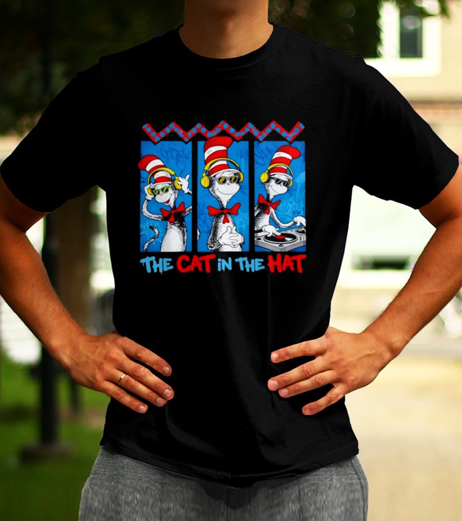 The Cat In The Hat Dr Seuss DJ Headphones And Sunglasses T-Shirt