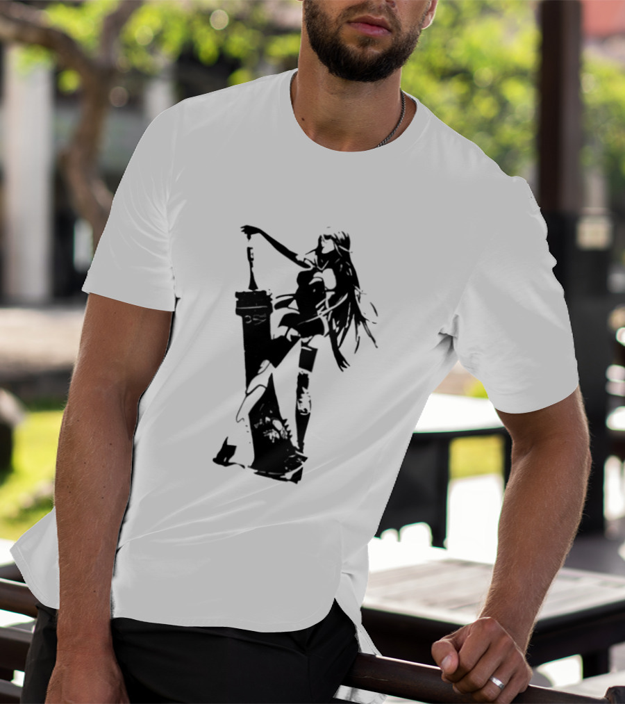 Weathered Nier Automata A2 Silhouette Black T-Shirt