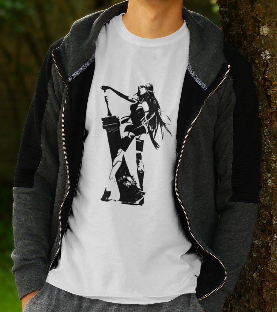 Weathered Nier Automata A2 Silhouette Black T-Shirt
