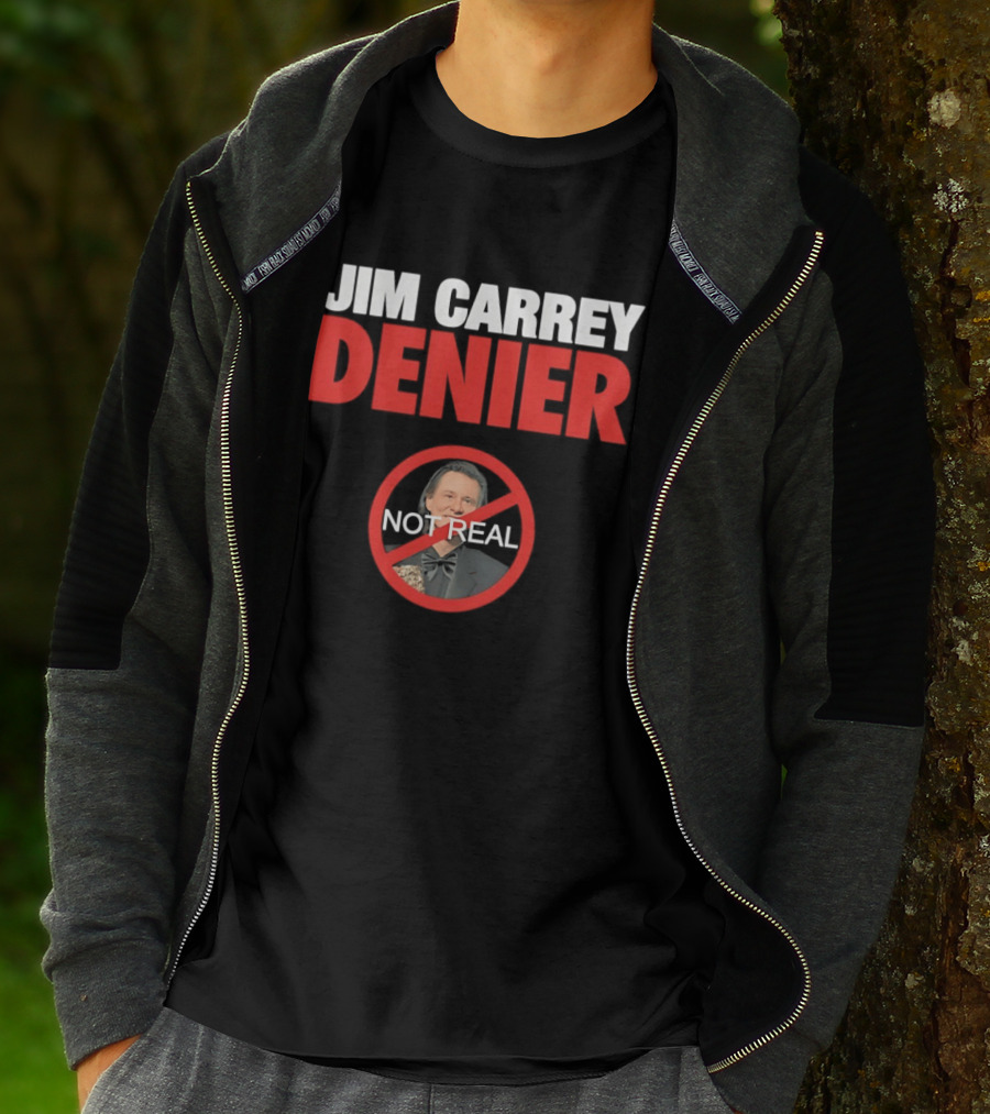 Jim Carrey Denier Not Real Image Circular Crossed Out T-Shirt