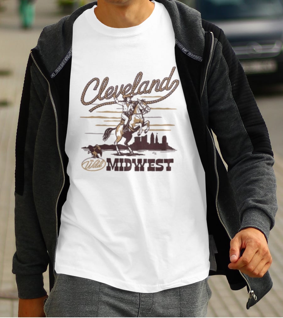 Cleveland Wild Midwest Cowgirl Roping Skyline Adventure T-Shirt