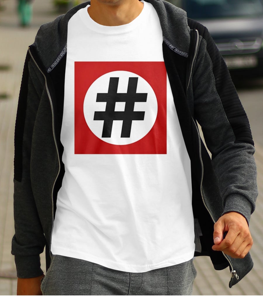 Hashtag Symbol Black On Red Square T-Shirt