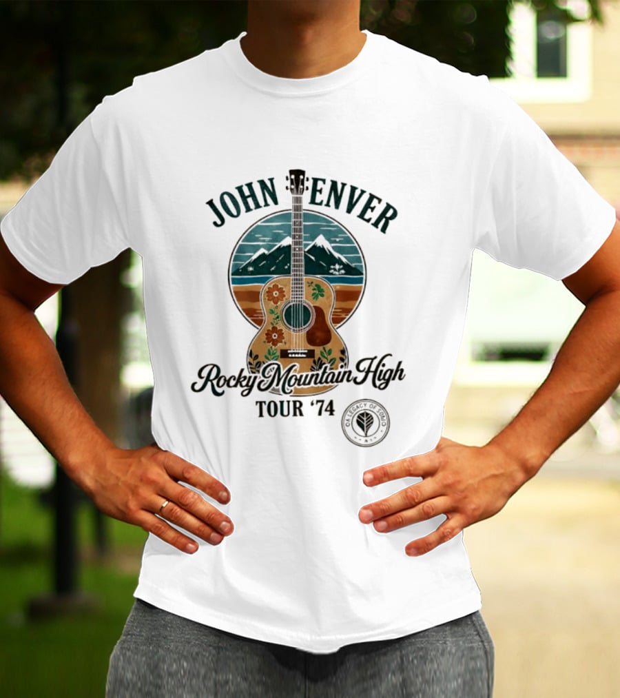 John Denver Rocky Mountain High Tour '74 Vintage Guitar T-Shirt