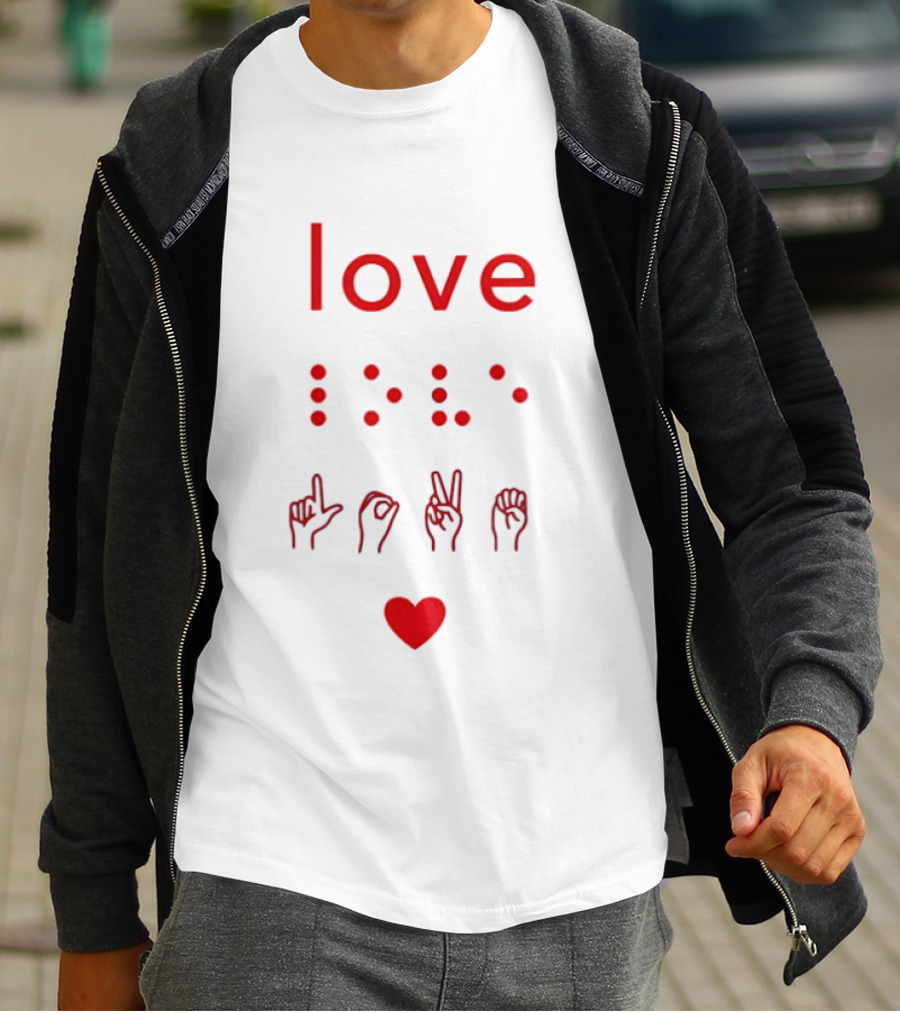 Love Braille Sign Language Heart T-Shirt