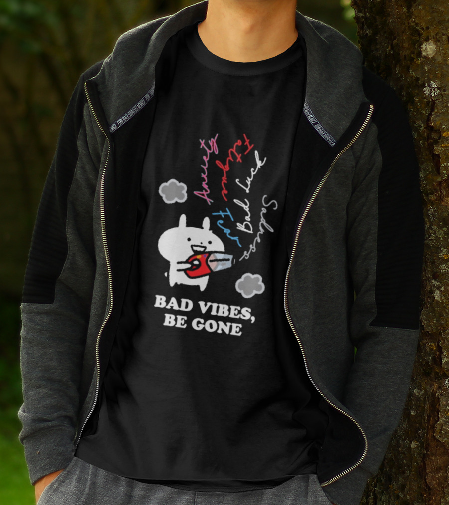 Usagyuuun Bad Vibes Be Gone Lucky Fast Silver Happiness T-Shirt