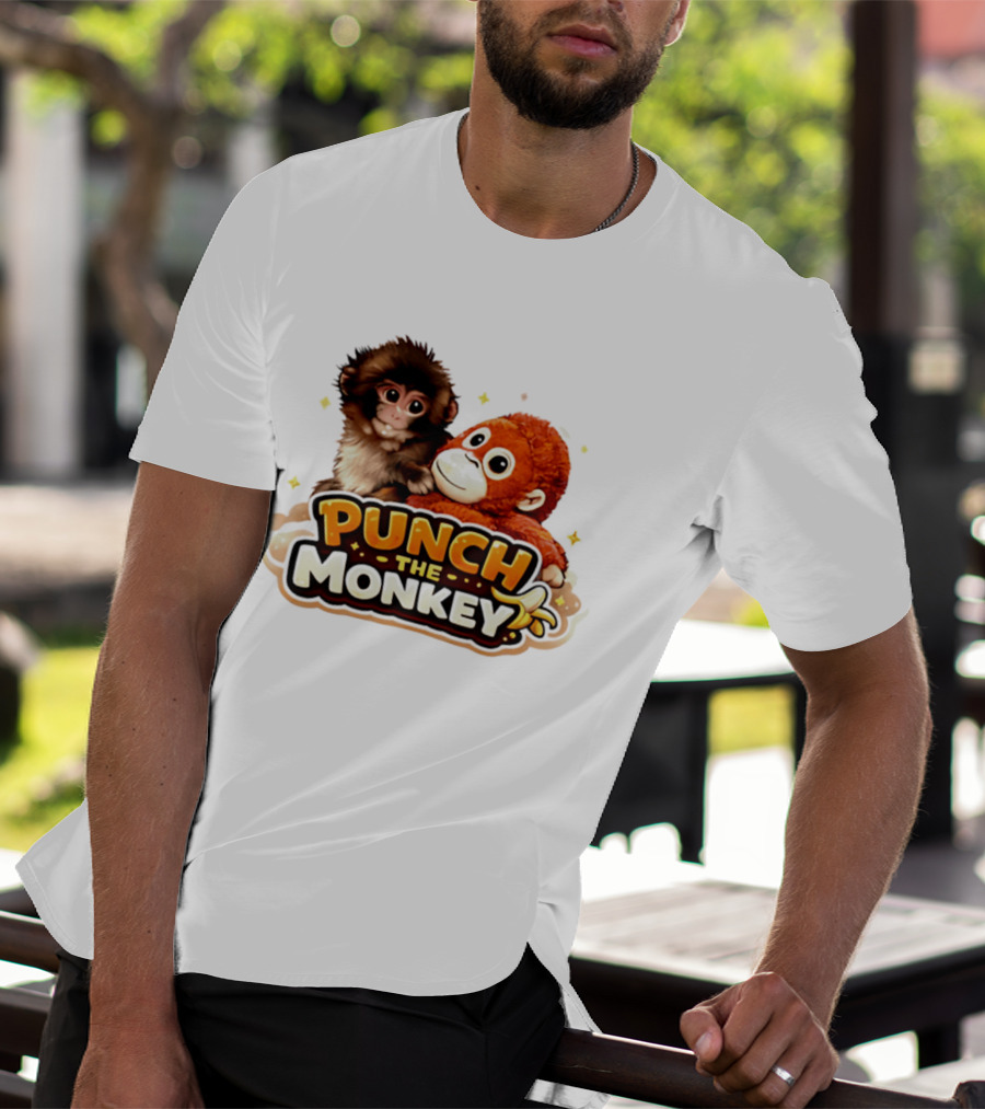 Punch The Monkey Cute Plush Cartoon T-Shirt