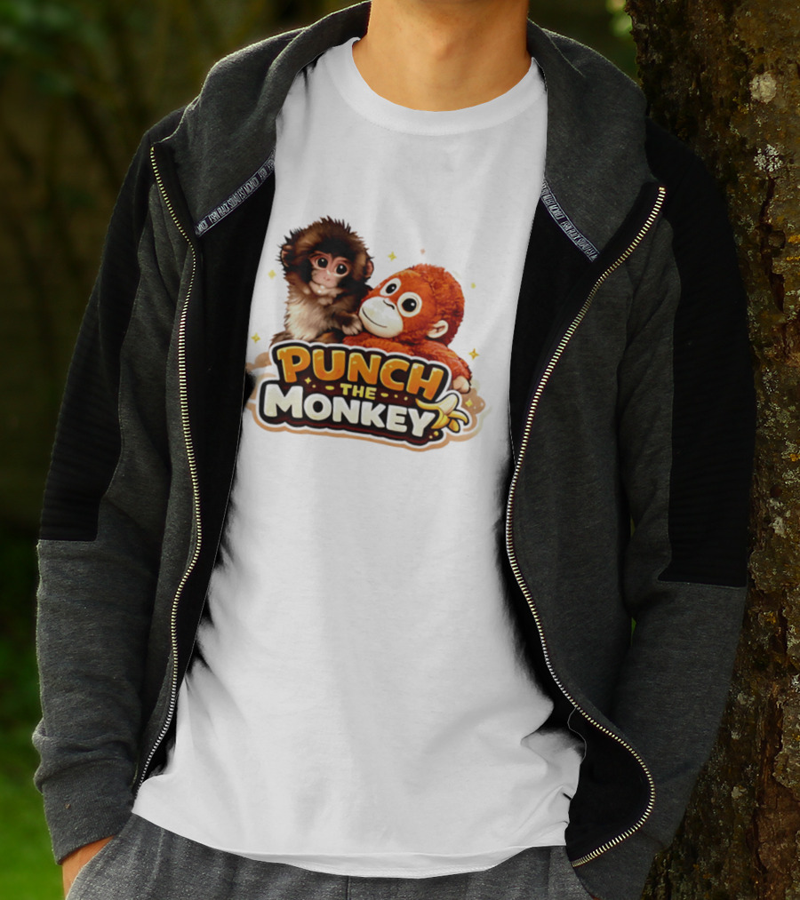 Punch The Monkey Cute Plush Cartoon T-Shirt