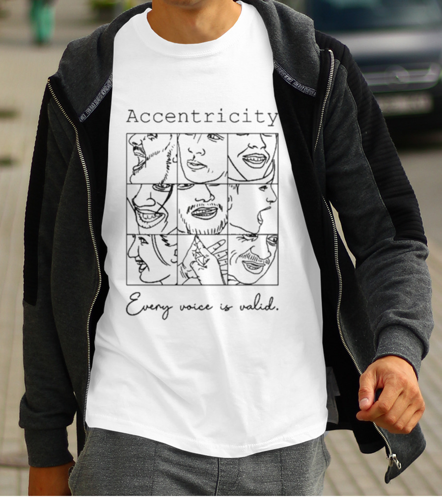 Accentricity Every Voice Is Valid Faces Sketch Grid T-Shirt