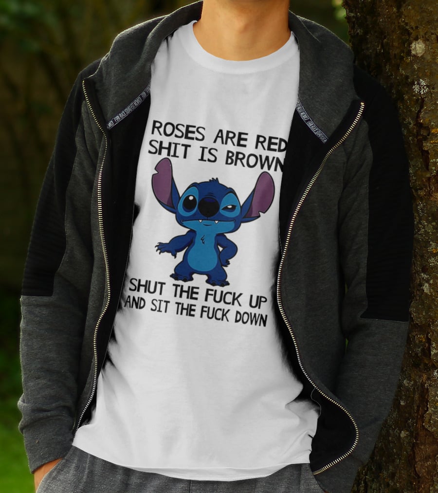 Stitch Roses Are Red Shit Is Brown T-Shirt