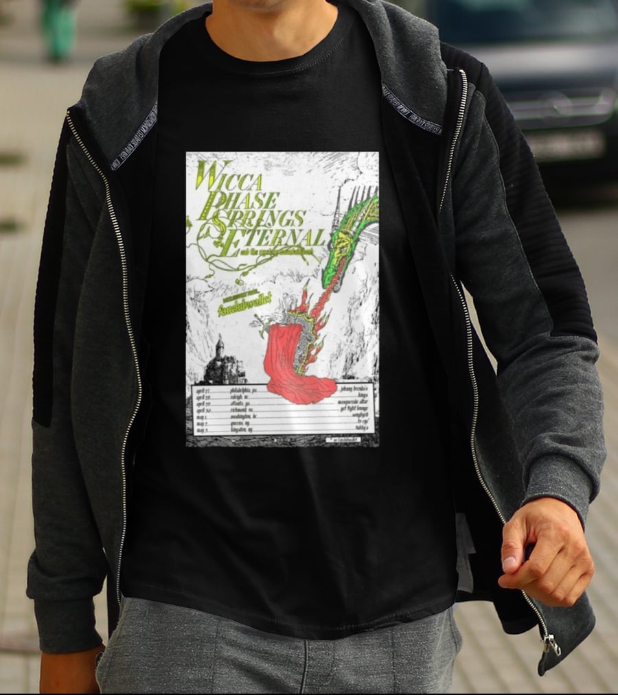 Wicca Phase Springs Eternal Tour 2026 With Fantasy Dragon Illustration And Tour Dates T-Shirt
