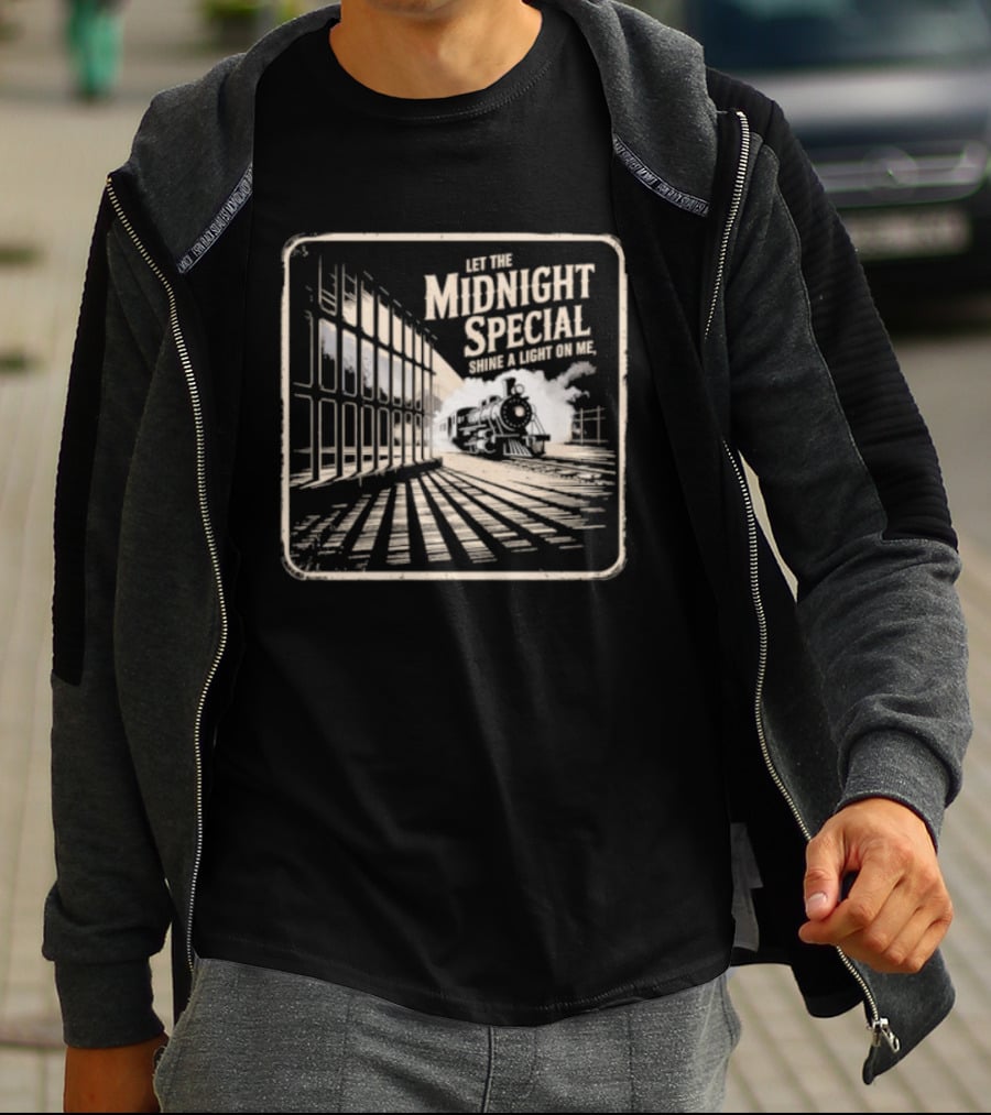 Let The Midnight Special Shine A Light On Me Train Illustration Classic Song Reference T-Shirt
