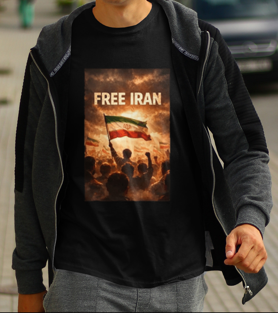 Free Iran Flag Protest With Crowd T-Shirt