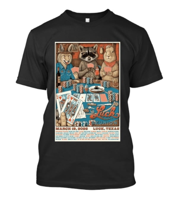 Luck Reunion March 19 2026 Luck Texas Poker Animals T-Shirt