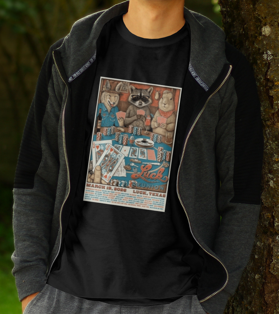 Luck Reunion March 19 2026 Luck Texas Poker Animals T-Shirt