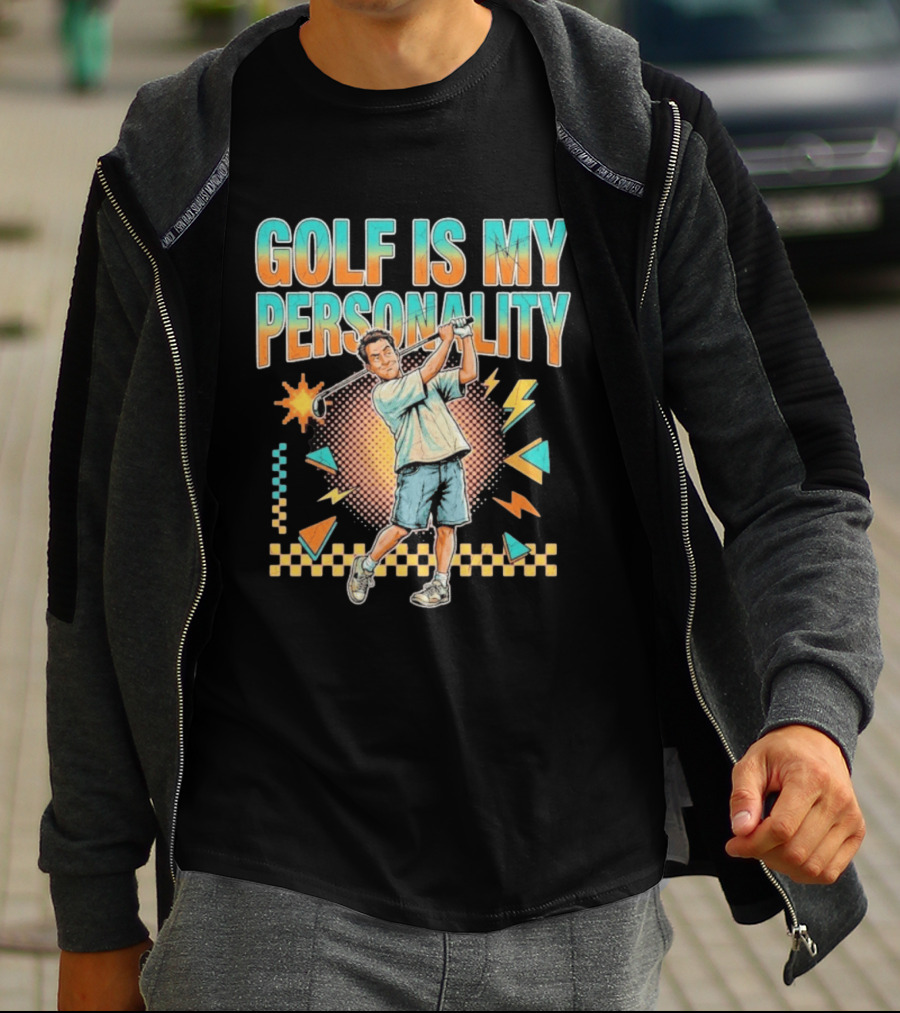 Golf Is My Personality Retro Style Swinging Golfer T-Shirt