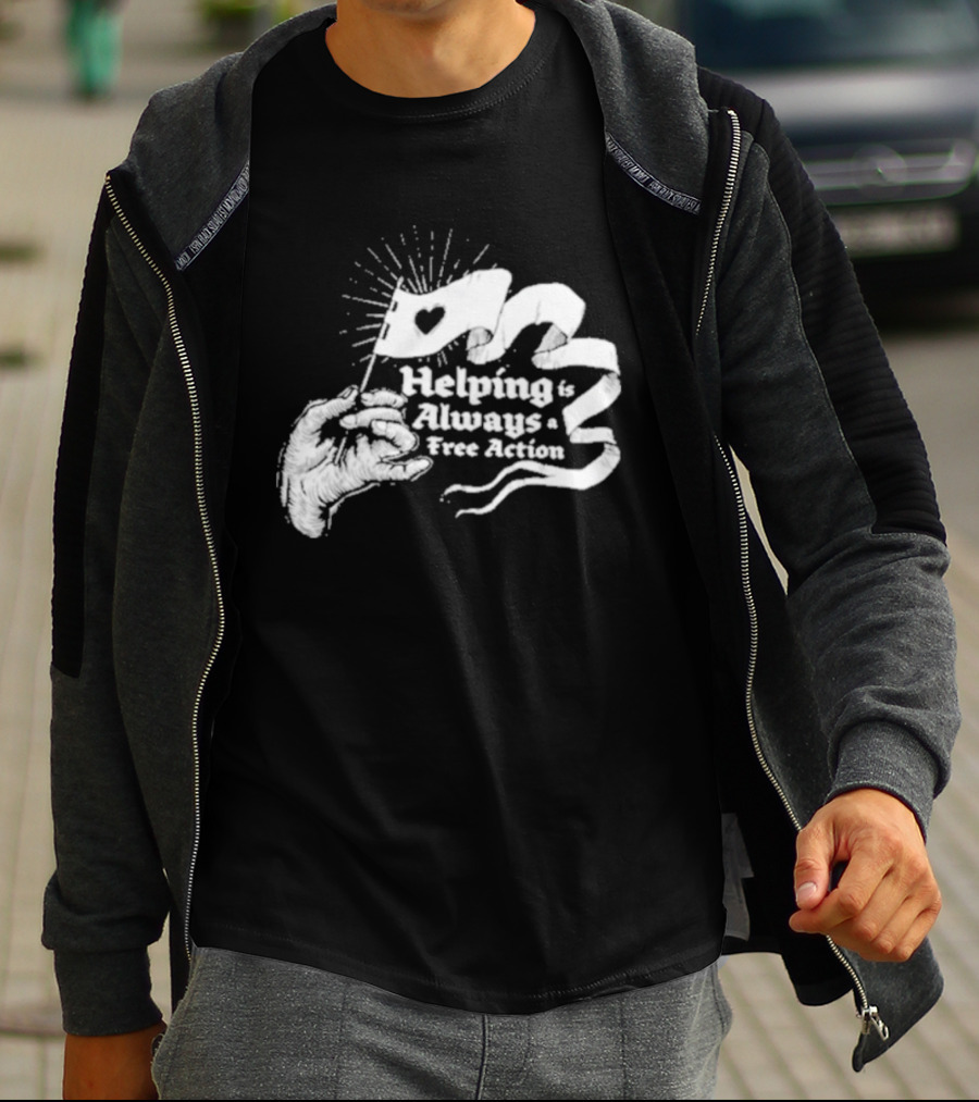 Mcelroy Helping Always Free Action Heart Banner Radiant T-Shirt