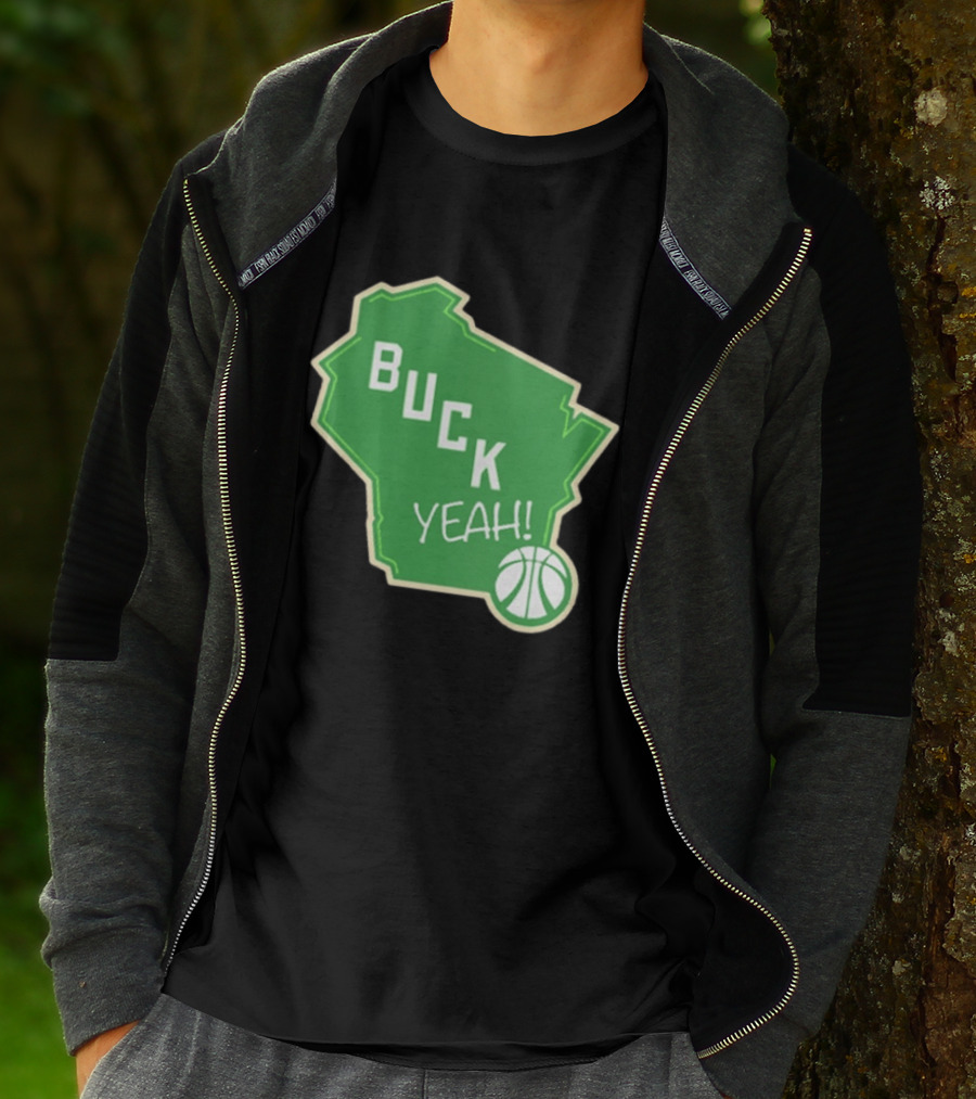 Buck Yeah Milwaukee Basketball Green Map T-Shirt