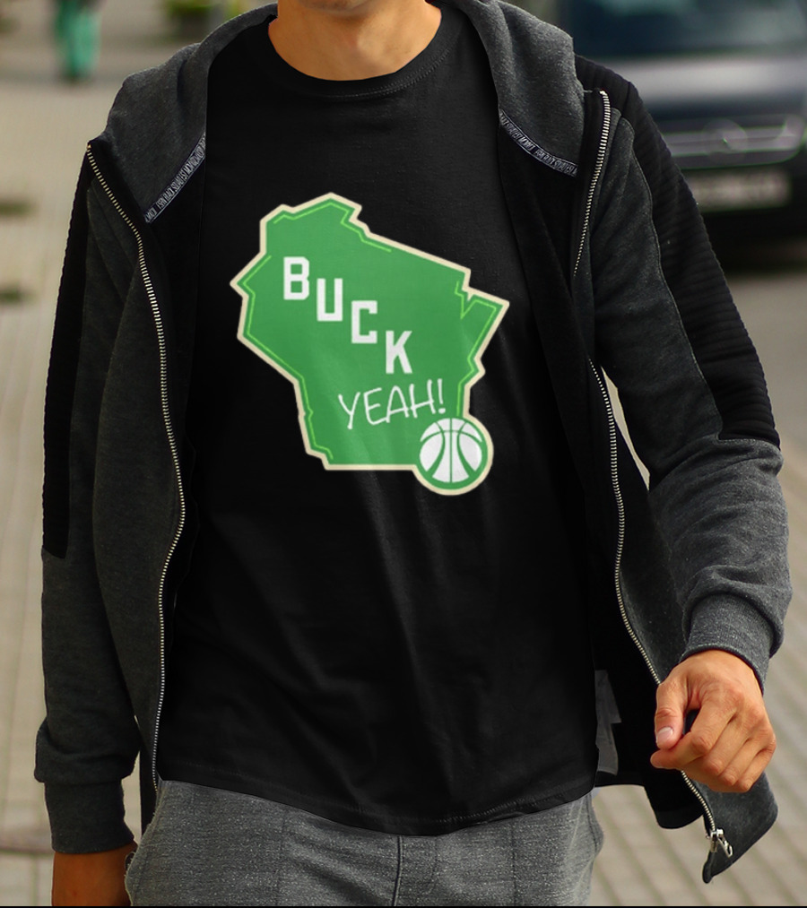 Buck Yeah Milwaukee Basketball Green Map T-Shirt