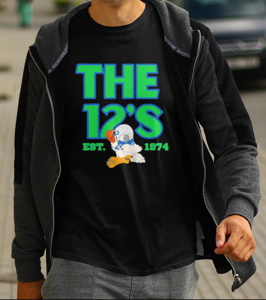 THE 12'S Est. 1974 Navy Grey Seattle Seahawks T-Shirt
