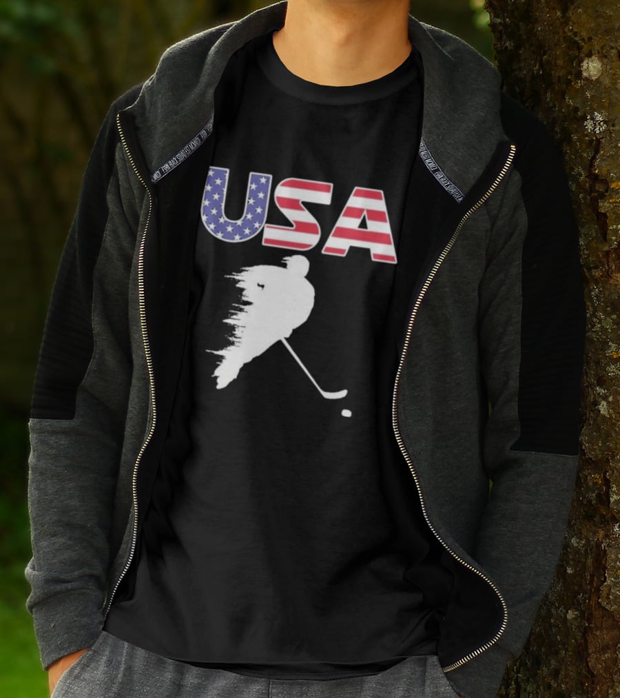 USA Stars And Stripes Ice Hockey Player T-Shirt