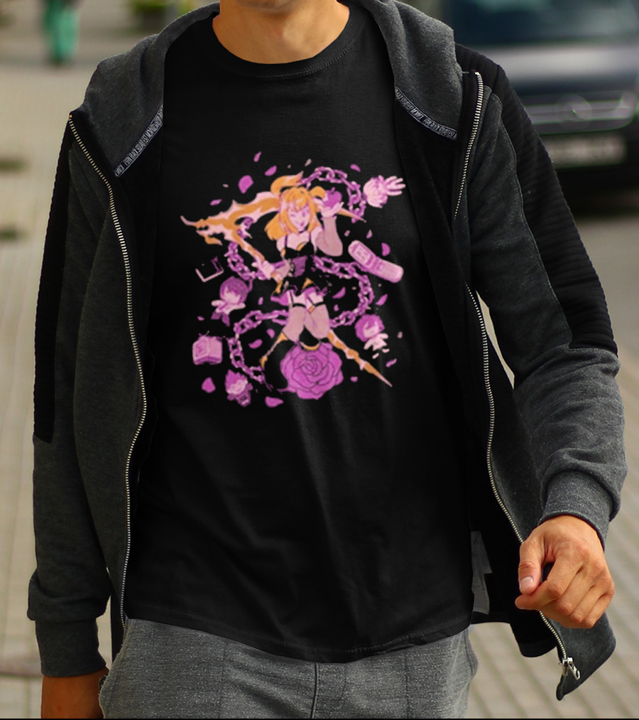 Angel Of Death Jav Anime Style Pink Chains And Rose T-Shirt