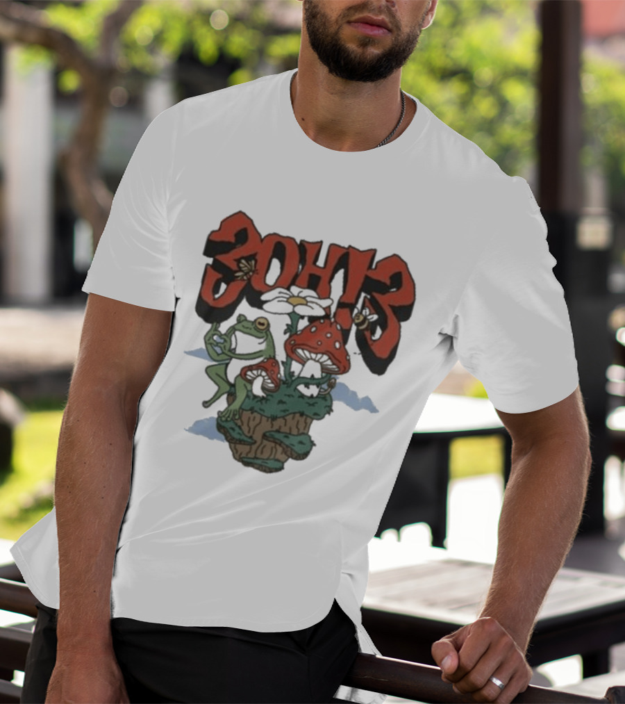 3Oh3 Mushroom Frog Fantasy With Bee And Flower T-Shirt