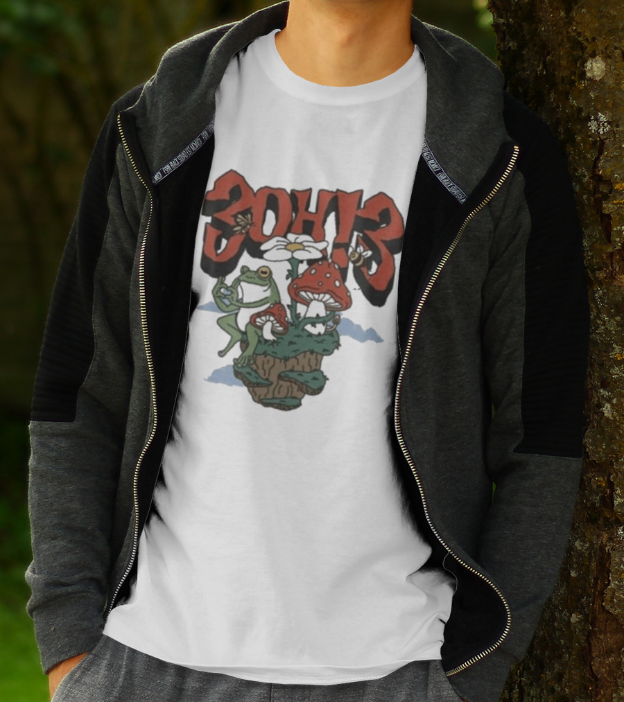 3Oh3 Mushroom Frog Fantasy With Bee And Flower T-Shirt