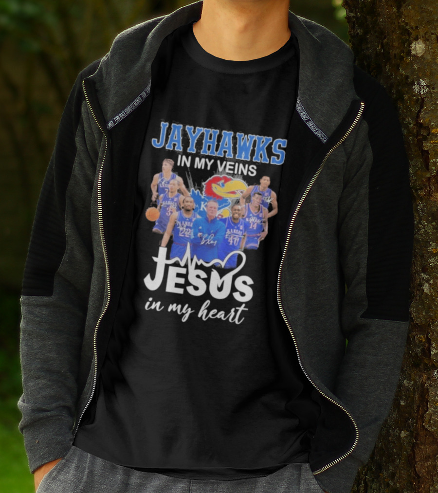 Kansas Jayhawks In My Veins Jesus In My Heart T-Shirt