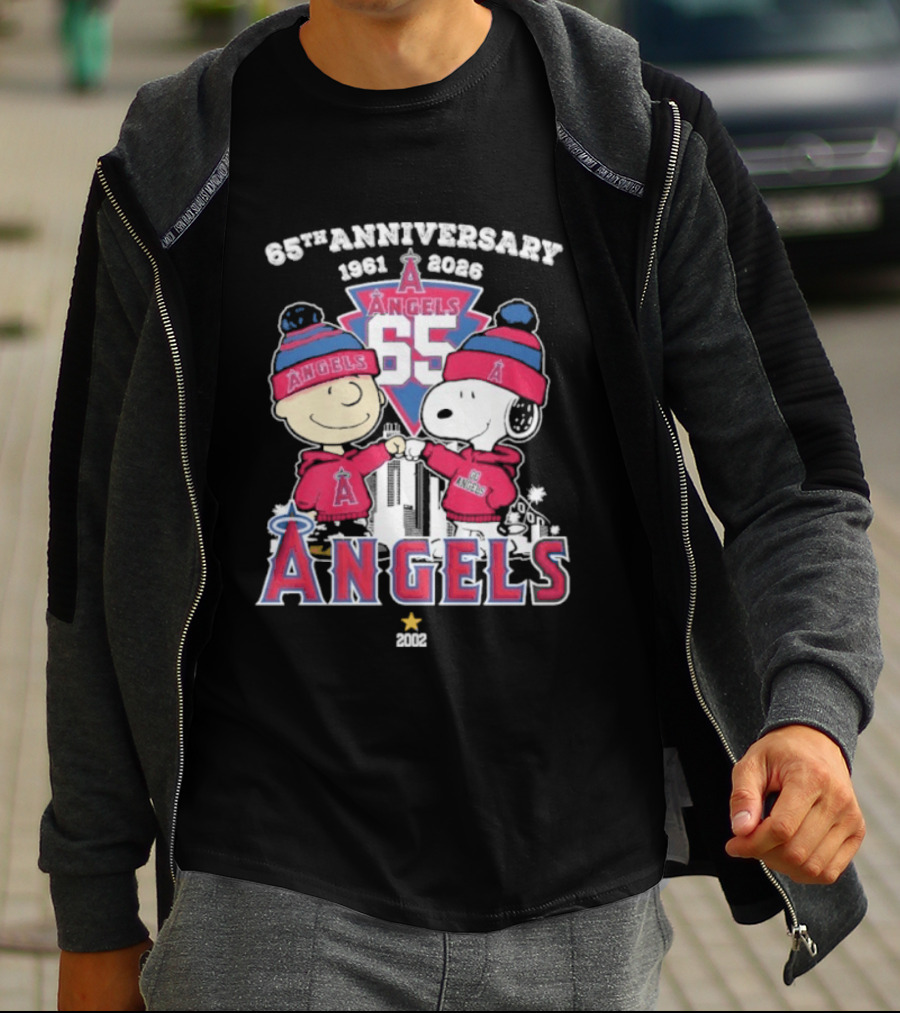 Peanuts Fistbump Los Angeles Angels 65th Anniversary 1961 2026 Charlie Brown Snoopy T-Shirt