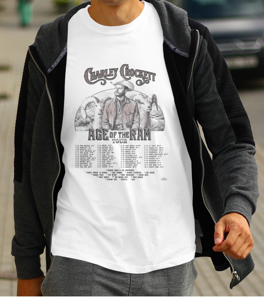 Charley Crockett Age Of The Ram Tour 2026 Full Schedule And Dates T-Shirt