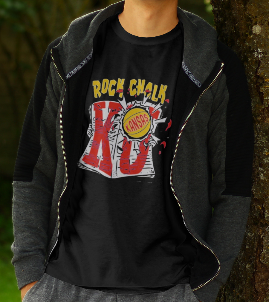 KU Rock Chalk Kansas Basketball Burst T-Shirt