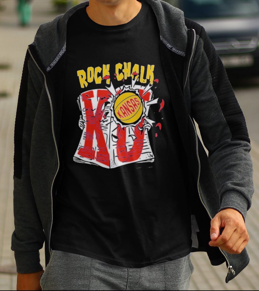 KU Rock Chalk Kansas Basketball Burst T-Shirt