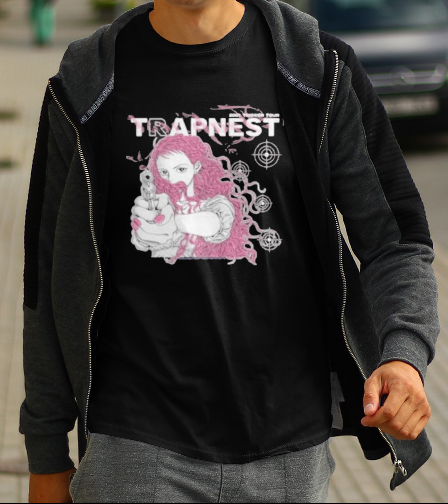 Trapnest Trigger Tour 2001 Anime Girl With Gun And Target T-Shirt