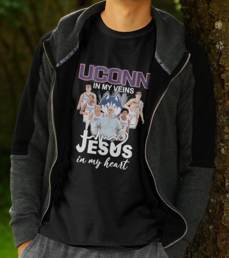 Uconn Huskies Basketball In My Veins Jesus In My Heart T-Shirt