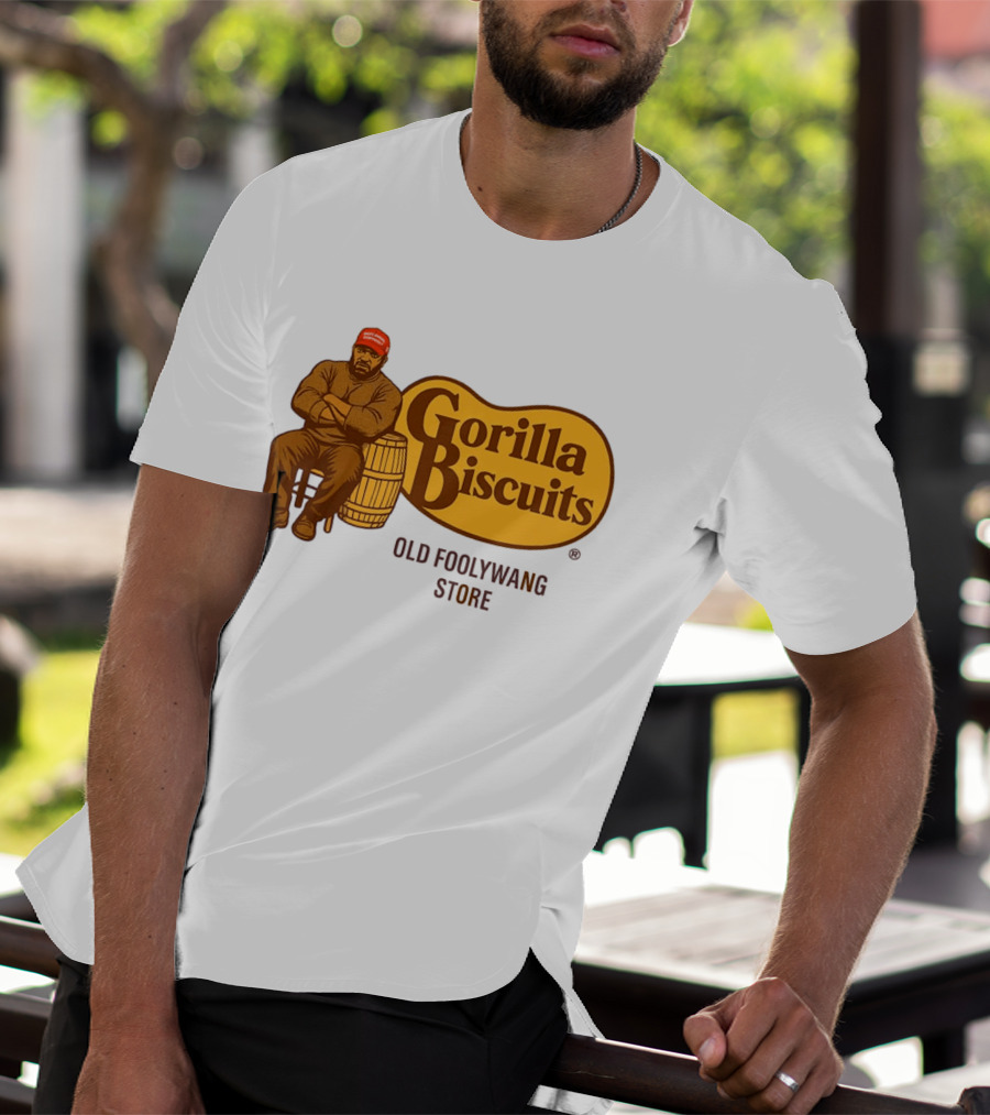Cracker Barrel Gorilla Biscuits Old Foolywang Store Rustic Man And Barrel T-Shirt